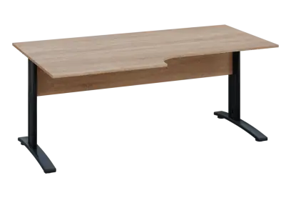 ERK 18 - 188 stůl kancelářský, rohový, levý, kovová podnož černá, deska 18 mm, široký 1800 mm, dub bardolino